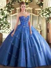 Sleeveless Appliques and Embroidery Lace Up Sweet 16 Quinceanera Dress