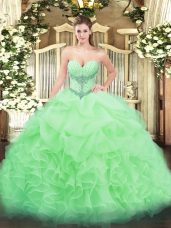 Fitting Sweetheart Sleeveless Lace Up 15th Birthday Dress Organza