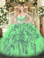 Clearance Organza Sweetheart Sleeveless Lace Up Beading and Ruffles 15 Quinceanera Dress in