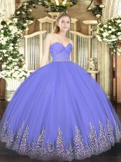 Ideal Floor Length Lavender 15 Quinceanera Dress Sweetheart Sleeveless Zipper