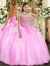 Comfortable Lilac Lace Up Quinceanera Dresses Embroidery Sleeveless Floor Length