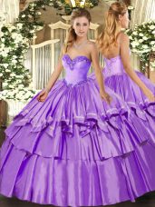 Floor Length Lavender Quinceanera Dresses Sweetheart Sleeveless Lace Up
