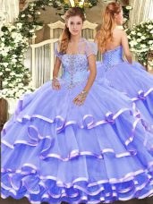 Sleeveless Appliques and Ruffled Layers Lace Up Sweet 16 Quinceanera Dress