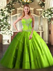 Clearance Sleeveless Beading Floor Length Ball Gown Prom Dress