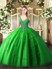 Great Sleeveless Beading and Appliques Lace Up Quinceanera Gowns