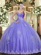 Customized Lavender Sleeveless Tulle Lace Up 15th Birthday Dress for Military Ball and Sweet 16 and Quinceanera