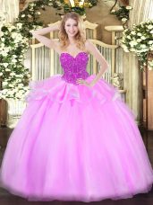 Cute Baby Pink Sleeveless Beading Floor Length Sweet 16 Dress