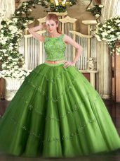 Tulle Sleeveless Floor Length Vestidos de Quinceanera and Beading and Appliques