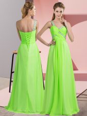 Empire Beading Party Dress for Girls Lace Up Chiffon Sleeveless Floor Length