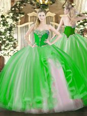 Pretty Sweetheart Sleeveless Vestidos de Quinceanera Floor Length Beading and Ruffles Tulle