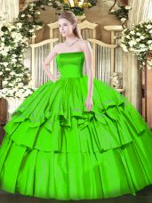 Organza and Taffeta Strapless Sleeveless Zipper Ruffled Layers Sweet 16 Dresses in