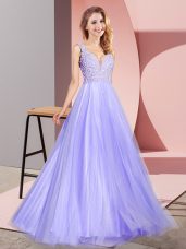 Sleeveless Zipper Floor Length Lace Prom Evening Gown