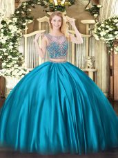 Satin Sleeveless Floor Length Quinceanera Dresses and Beading