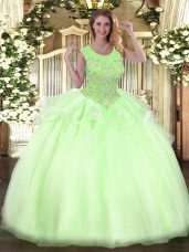 Scoop Sleeveless Organza Quinceanera Dresses Beading Zipper