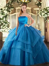 Tulle Sleeveless Floor Length Quinceanera Gown and Ruffled Layers