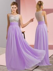 Beading Party Dress for Toddlers Lavender Side Zipper Sleeveless Floor Length