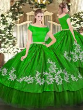 Short Sleeves Embroidery Zipper Vestidos de Quinceanera