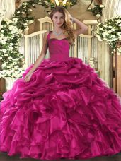 High End Sleeveless Ruffles and Pick Ups Lace Up Vestidos de Quinceanera