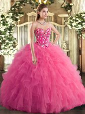 Tulle Sleeveless Sweet 16 Dresses and Embroidery and Ruffles
