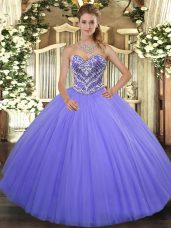 Sweetheart Sleeveless Tulle Quinceanera Gowns Ruffles Lace Up