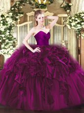 Custom Fit Sweetheart Sleeveless Organza Sweet 16 Dresses Ruffles Zipper
