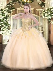 Sweetheart Sleeveless Organza Sweet 16 Dress Appliques Lace Up