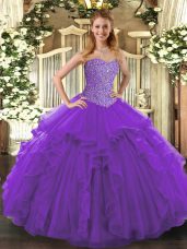 Floor Length Ball Gowns Sleeveless Purple Vestidos de Quinceanera Lace Up