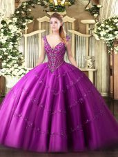 Artistic Sleeveless Beading and Appliques Lace Up Vestidos de Quinceanera