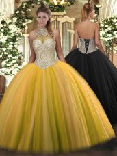 Most Popular Sleeveless Lace Up Floor Length Beading Vestidos de Quinceanera