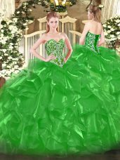 Amazing Sleeveless Beading and Ruffles Lace Up Sweet 16 Dress