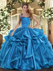Organza Sleeveless Floor Length Sweet 16 Quinceanera Dress and Ruffles