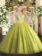 Spectacular Sleeveless Beading Lace Up Sweet 16 Dress