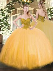 Sleeveless Lace Up Floor Length Beading Quince Ball Gowns