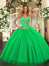 Low Price Floor Length Ball Gowns Sleeveless Green Sweet 16 Dress Lace Up