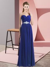 Perfect Blue Sweetheart Neckline Beading Evening Dress Sleeveless Lace Up