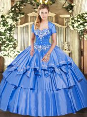 Great Sleeveless Beading and Ruffled Layers Lace Up Ball Gown Prom Dress