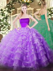 Floor Length Ball Gowns Sleeveless Lilac Sweet 16 Quinceanera Dress Zipper