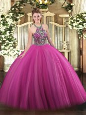 Custom Design Sleeveless Beading Lace Up Sweet 16 Dresses