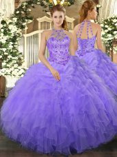 Floor Length Ball Gowns Sleeveless Lavender Vestidos de Quinceanera Lace Up