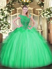 Cute Tulle Sleeveless Floor Length Quinceanera Gowns and Beading and Ruffles