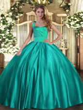 Beautiful Sleeveless Ruching Lace Up Quince Ball Gowns