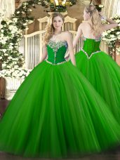 Admirable Sweetheart Sleeveless Tulle Sweet 16 Quinceanera Dress Beading Lace Up