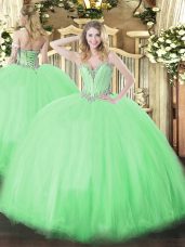 Shining Ball Gowns 15th Birthday Dress Sweetheart Tulle Sleeveless Floor Length Lace Up