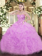 Hot Selling Floor Length Ball Gowns Sleeveless Lilac 15th Birthday Dress Lace Up