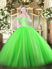 Green Sleeveless Beading Floor Length Sweet 16 Dress