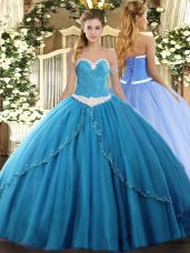 Artistic Sleeveless Brush Train Appliques Lace Up Vestidos de Quinceanera