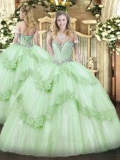 Fabulous Sleeveless Lace Up Floor Length Beading and Appliques Sweet 16 Dress