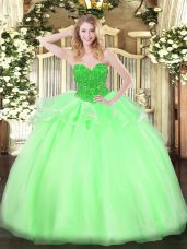 Hot Selling Ball Gowns Beading Quinceanera Dresses Lace Up Organza Sleeveless Floor Length