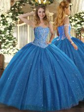 Sweetheart Sleeveless Tulle Quinceanera Dresses Beading Lace Up