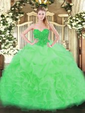 Gorgeous Floor Length Apple Green Quinceanera Gown Sweetheart Sleeveless Lace Up